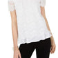 Blusa feminina transparente de renda INC International Concepts, branca, tamanho grande