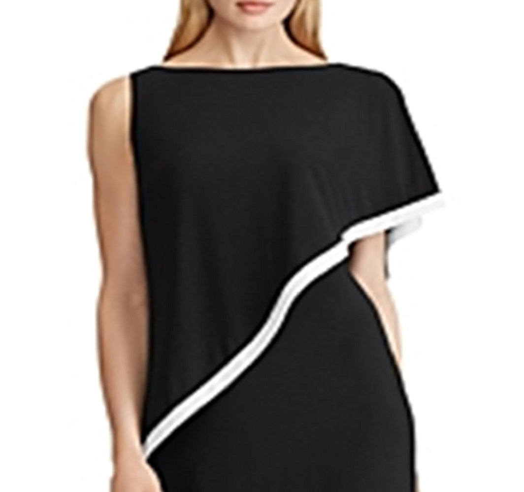 Vestido de malha com detalhe de capa Ralph Lauren feminino, preto, tamanho 18