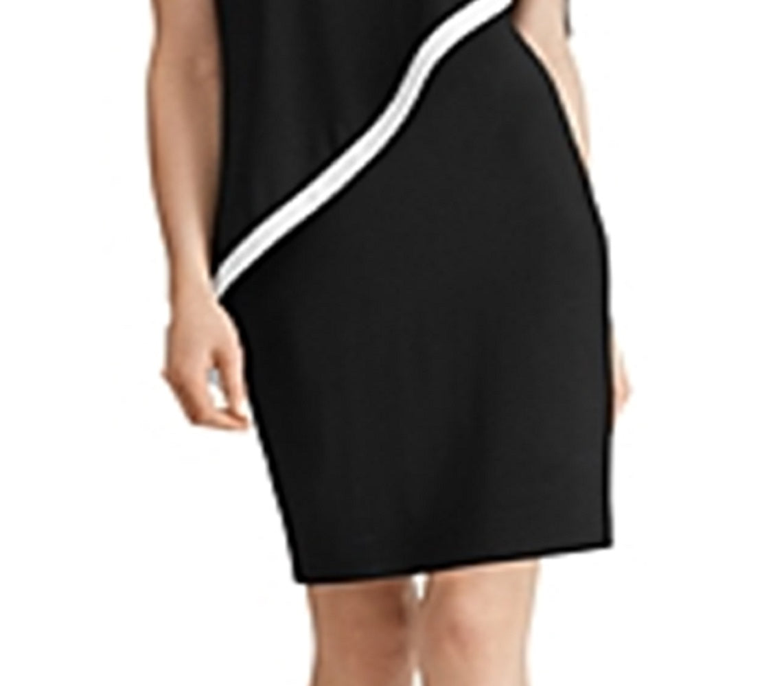 Vestido de malha com detalhe de capa Ralph Lauren feminino, preto, tamanho 18