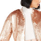 Jaqueta bomber feminina Bar III com lantejoulas e ouro rosa, tamanho G