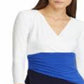 Vestido Ralph Lauren Feminino com Bloco de Cores, Manga Curta, Gola Joia, Acima do Joelho, Azul, Tamanho 0
