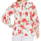 Jm Collection Top Plus Size com Estampa Floral e Barra Amarrada, Branco, Tamanho 2XL