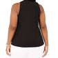 INC Top feminino plus size sem mangas com argola em O, preto, tamanho 1X