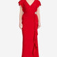 Vestido longo de malha com babados Ralph Lauren feminino, vermelho, tamanho 12