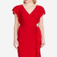 Vestido longo de malha com babados Ralph Lauren feminino, vermelho, tamanho 12