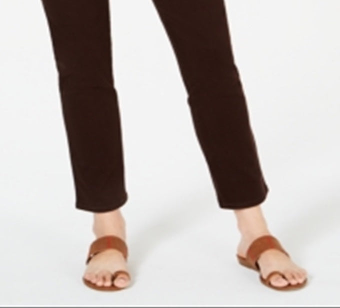 Jeans feminino slim com controle de barriga estilo &amp; co, marrom, tamanho 14