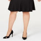 Le Suit Feminino Plus Size Saia Flare de Três Botões Preto Tamanho 14