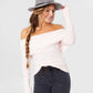 Blusa feminina de lã com ombros de fora e manga comprida, tamanho pequeno, cor rosa, Free People Snow Bunny