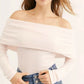 Blusa feminina de lã com ombros de fora e manga comprida, tamanho pequeno, cor rosa, Free People Snow Bunny