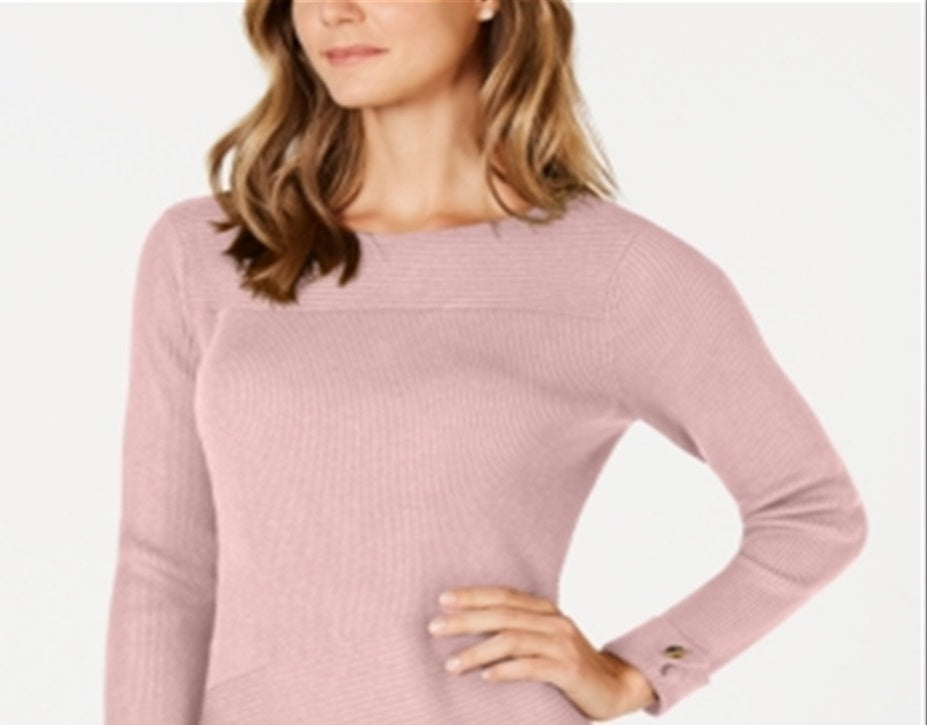 Suéter feminino Charter Club com costura mista rosa tamanho XS
