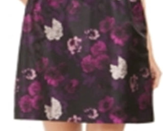 Vestido feminino Jessica Howard floral sem mangas, gola alta, acima do joelho, estilo flare, roxo, tamanho 4, pequeno