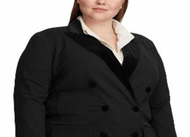 Ralph Lauren Blazer Feminino Plus Velvet com Acabamento Ponte Preto Tamanho 18W