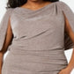 Vestido de coquetel metálico plus size Betsy &amp; Adam feminino, tamanho 20, prateado, tamanho 20, W