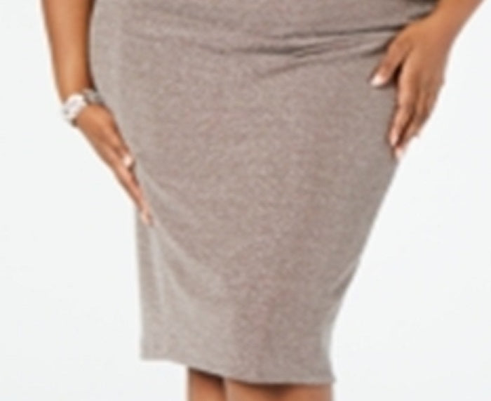 Vestido de coquetel metálico plus size Betsy &amp; Adam feminino, tamanho 20, prateado, tamanho 20, W