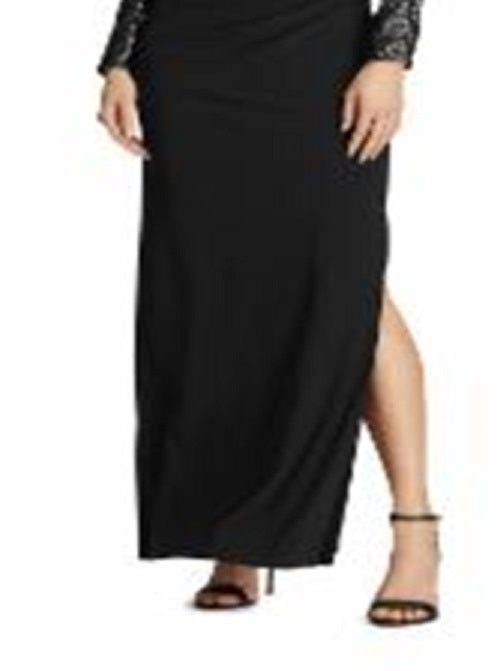 Vestido longo de festa longo com decote em joia e lantejoulas Ralph Lauren feminino, preto, tamanho 14