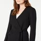Calvin Klein Blazer Feminino Longo com Cinto Preto Tamanho Médio