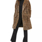 Calvin Klein Feminino Leopard Duster Faux Fur Coat Marrom Tamanho GG