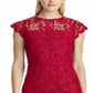 Vestido curto midi com decote ilusão e sem mangas Ralph Lauren feminino, vermelho, tamanho 12