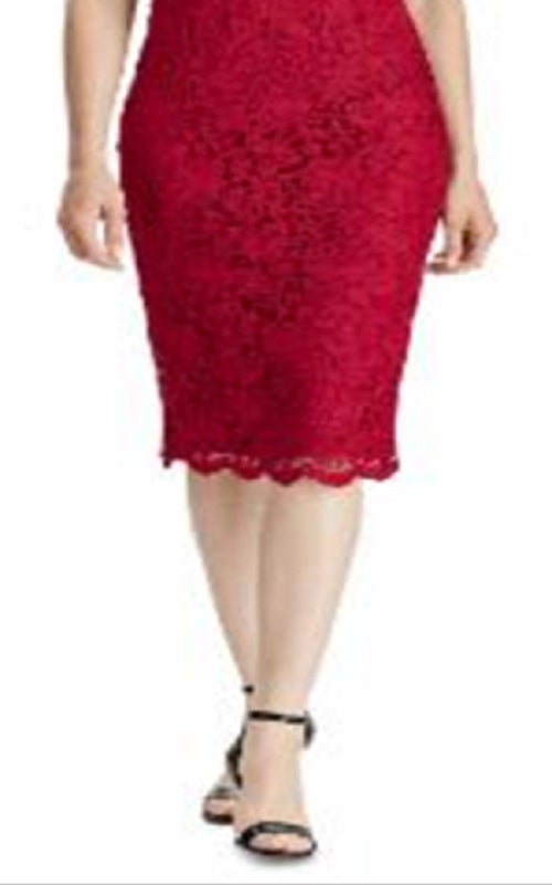 Vestido curto midi com decote ilusão e sem mangas Ralph Lauren feminino, vermelho, tamanho 12