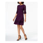 Vestido feminino Jessica Howard com decote em joia e manga 3/4, cor vinho, tamanho 18