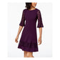 Vestido feminino Jessica Howard com decote em joia e manga 3/4, cor vinho, tamanho 18