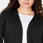 Karen Scott Cardigan Feminino Petite com Frente Aberta Preto Escuro Petite G