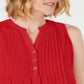 Blusa feminina sem mangas Charter Club Pintuck vermelha tamanho X-S