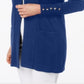 Cardigan feminino JM Collection com frente aberta, azul, tamanho médio