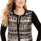 Cardigan feminino Fair Isle com lantejoulas Charter Club, preto, tamanho médio