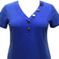 Blusa feminina JM Collection com botões mistos, azul, tamanho médio