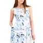 Vestido de festa feminino Alfani, sem mangas, com zíper e estampa, decote joia abaixo do joelho, ajuste evasê, azul, tamanho 14