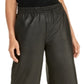 Calça curta feminina Rachel Rachel Roy Jaz, cintura alta, couro sintético, preta, tamanho M
