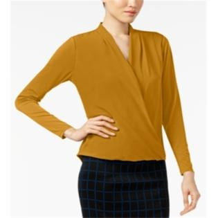 Blusa Alfani Feminina Surplice Amarela Tamanho Petite S