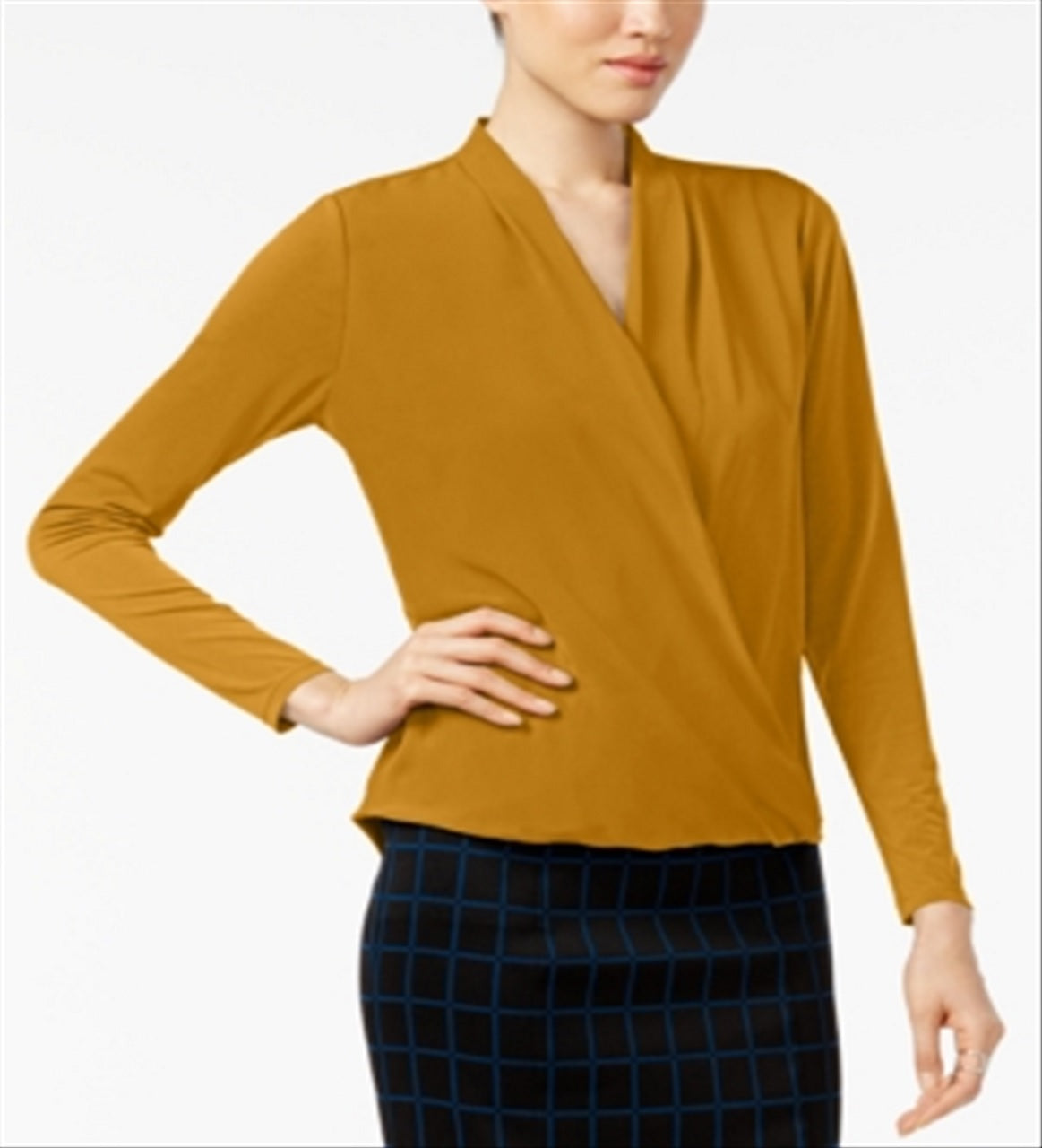 Blusa Alfani Feminina Surplice Amarela Tamanho Petite S