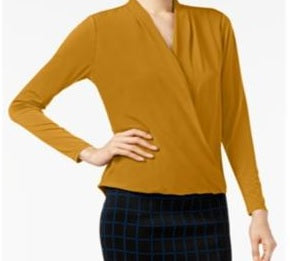 Blusa Alfani Feminina Surplice Amarela Tamanho Petite S