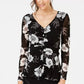 Inc International Concepts Top feminino pequeno com franzido na frente e bainha amarrada, preto, tamanho pequeno grande