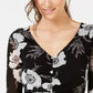 Inc International Concepts Top feminino pequeno com franzido na frente e bainha amarrada, preto, tamanho pequeno grande