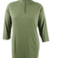 Karen Scott Blusa feminina de algodão com meio zíper e gola alta, verde oliva, tamanho GG