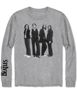 Camiseta masculina híbrida de manga comprida com estampa dos Beatles, cinza, tamanho grande