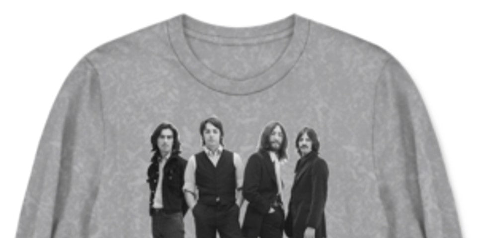 Camiseta masculina híbrida de manga comprida com estampa dos Beatles, cinza, tamanho grande