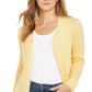 Suéter feminino Charter Club com frente aberta e bainha curva, amarelo, tamanho extragrande