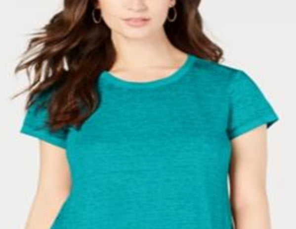 Camiseta feminina estilo &amp; co com bainha de lenço Burnout, azul, tamanho pequeno