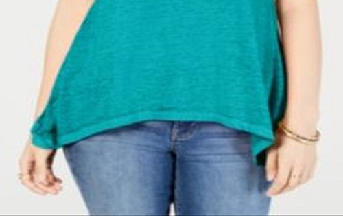 Camiseta feminina estilo &amp; co com bainha de lenço Burnout, azul, tamanho pequeno