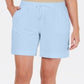 Shorts feminino Karen Scott com cordão e estampa azul, tamanho X-S