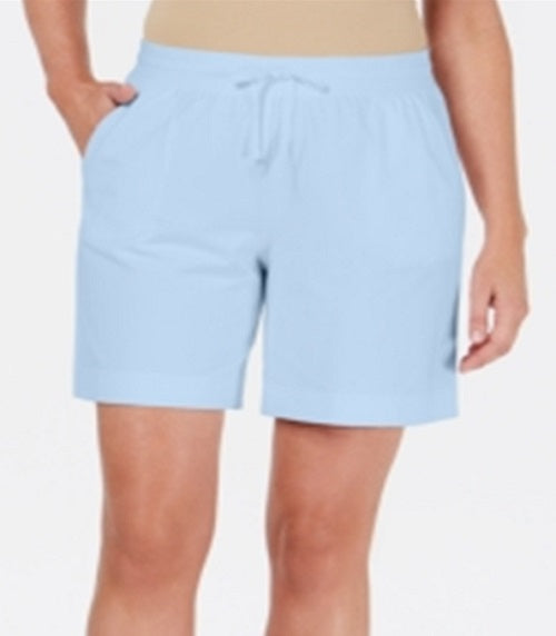 Shorts feminino Karen Scott com cordão e estampa azul, tamanho X-S