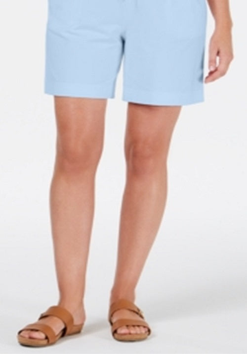 Shorts feminino Karen Scott com cordão e estampa azul, tamanho X-S