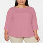 Karen Scott Top Feminino Algodão Plus com Acabamento em Renda Rosa Tamanho 0X