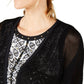 Cardigan feminino de algodão com pontos mistos JM Collection, preto profundo, tamanho XL