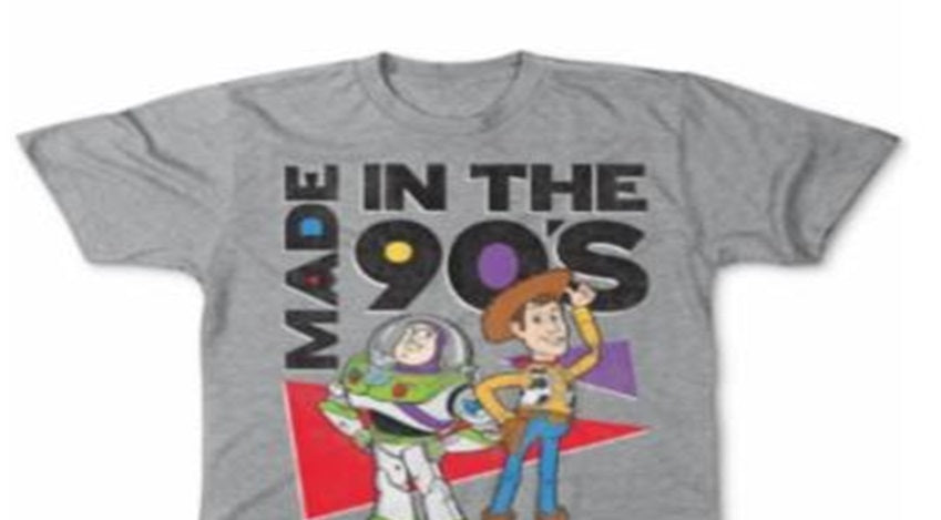 Camiseta masculina estampada de algodão Toy Story, fabricada nos anos 90, cinza, tamanho extragrande