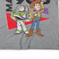 Camiseta masculina estampada de algodão Toy Story, fabricada nos anos 90, cinza, tamanho extragrande
